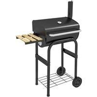 Charcoal Barbecue Grill with Shelves and Wheels, Portable BBQ Trolley Smoker