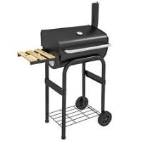 Outsunny Charcoal Barbecue BBQ Grill Trolley W/ Shelves, Lid and Thermometer
