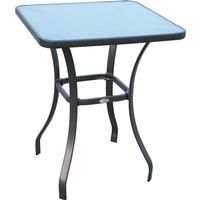 Outsunny Bar Table Bistro Square Glass Dining Kitchen Breakfast Pub Party Metal Garden Caf Coffee Garden Table