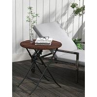 Outsunny Foldable PE Rattan Outdoor Coffee Table, Metal Frame Wicker Round Side Table, Coffee Table Side Table for Lawn, Garden, Mixed Brown