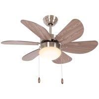 HOMCOM Mounting Reversible Ceiling Fan with Light, Pull-chain Switch - Brown