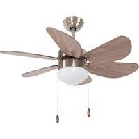 HOMCOM Ceiling Fan with LED Light, Flush Mount Ceiling Fan Lights with 6 Reversible Blades, Pull-chain Switch, Walnut Brown