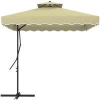 Outsunny 2.5m Square Cantilever Garden Parasol Umbrella with Cross Base, Beige, Beige