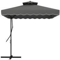 Outsunny 2.5m Square Cantilever Garden Parasol Umbrella with Cross Base, Grey