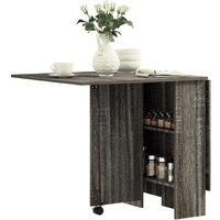 HOMCOM Mobile Drop Leaf Dining Table Folding Desk w/ 2 wheels Storage Shelves