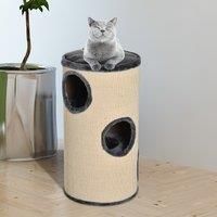 PawHut Cat Tree, Plush, £38x70H cm-Beige/Grey