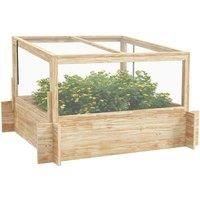 Outsunny Outdoor Raised Garden Bed with Cold Frame Greenhouse and Openable Top, Wooden Elevated Planter Box for Vegetables, Flowers and Herbs, 98x98x63.5cm