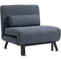HOMCOM Single Sofa Bed Sleeper, Foldable Portable Pillow Lounge Couch Living Room Furniture, Dark Grey