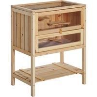 Pawhut 3 Tiers Wooden Hamster Cage Fir Wood Mouse Guinea Rodent Mice House Pet Play Small Animals 60L40W80H cm