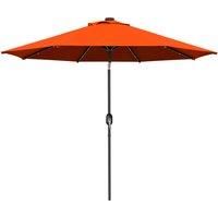 Outsunny 2.7m Outdoor Patio Garden Umbrella Parasol with Tilt Crank and 24 LEDs Lights, Orange