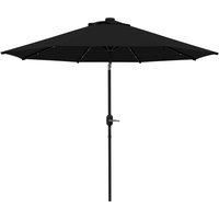 Outsunny 2.7m Outdoor Patio Garden Umbrella Parasol with Tilt Crank and 24 LEDs Lights, Black