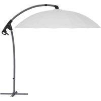 Outsunny 2.7m Cantilever Parasol with Cross Base, Banana Parasol with Crank Handle and 16 Fibreglass Ribs, Round Hanging Patio Umbrella for Outdoor Pool, Garden, Balcony, Grey