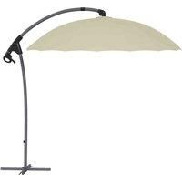 Outsunny 2.7m Cantilever Parasol with Cross Base, Banana Parasol with Crank Handle and 16 Fibreglass Ribs, Round Hanging Patio Umbrella for Outdoor Pool, Garden, Balcony, Beige