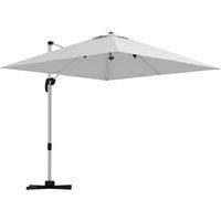 Outsunny 3 x 3(m) Square Cantilever Parasol with Cross Base, Crank Handle, Tilt, 360 Rotation and Aluminium Frame, White