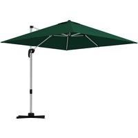 Outsunny 3 x 3(m) Square Cantilever Parasol with Cross Base, Crank Handle, Tilt, 360 Rotation and Aluminium Frame, Green