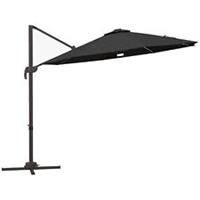Outsunny 3(m) LED Cantilever Parasol Outdoor with Base Solar Lights Dark Grey