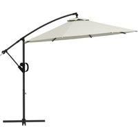 Outsunny 3(m) Cantilever Parasol with Cross Base, Banana Parasol with Crank Handle, Tilt and 8 Ribs, Round Hanging Patio Umbrella