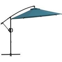 Outsunny 3(m) Cantilever Parasol with Cross Base, Banana Parasol with Crank Handle, Tilt and 8 Ribs, Round Hanging Patio Umbrella