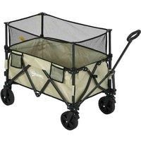 Outsunny 180L Folding Garden Trolley Wagon Cart - Khaki
