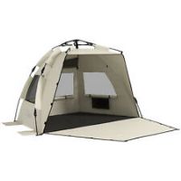 Outsunny Pop Up Beach Tent for 2-3 Person with Carry Bag, UPF15+, Khaki