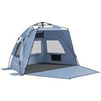 Outsunny Pop Up Beach Tent for 2-3 Person with Carry Bag, UPF15+, Light Blue