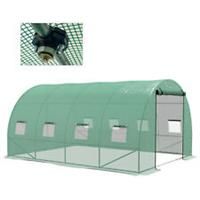 Outsunny Polytunnel Green House with Sprinkler System, Wide Door, 4 x 3(m)