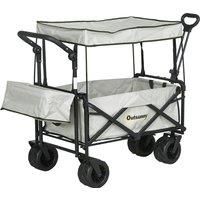 Trolley Cart Storage Wagon 4 Wheels w/ 2 Compartments Handle, Canopy