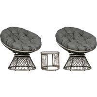 Outsunny Three-Piece Rattan Garden Moon Chair Set - Grey