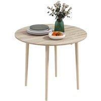 HOMCOM Folding Dining Table for 4, Round Drop Leaf Table, Modern Space Saving Small Kitchen Table with Wood Legs for Dining Room, Natural