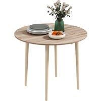 HOMCOM Folding Dining Table, Round Drop Leaf Table, Space Saving Small Kitchen Table with Wood Legs for Dining Room, Natural