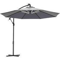 Outsunny 3 m Led Patio Banana Umbrella Cantilever Parasol W Crank Grey