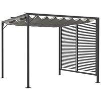 Outsunny 3 x 2.8m Metal Pergola, with Retractable Fabric Roof - Grey