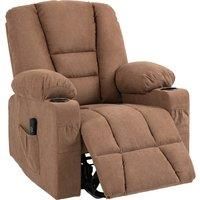 HOMCOM Oversized Riser and Recliner Chairs for the Elderly, Fabric Upholstered Lift Chair for Living Room with Remote Control, Side Pockets, Cup Holder, Brown