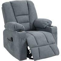 HOMCOM Oversized Riser and Recliner Chairs for the Elderly, Fabric Upholstered Lift Chair for Living Room with Remote Control, Side Pockets, Cup Holder, Grey
