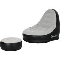 Outsunny Inflatable Sofa Chair and Foot Stool Set with Cup Holder, for Gaming, Reading and Movie Watching, Grey