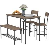 HOMCOM Four-Piece Dining Set, With Table, Chairs and Bench