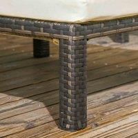 Outsunny Set of 2 PE Rattan Sun Lounger with Soft Padded Cushion, Patio 5-level Reclining Sun Lounger with Headrest, Cream White