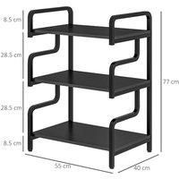 HOMCOM 3-Tier Printer Stand with Storage Shelves, Printer Table, 55 x 40 x 77cm Printer Shelf for Home Office, Study, Black