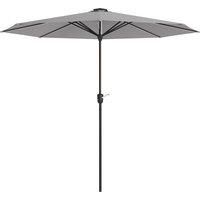 Outsunny Solar Patio Garden Parasol With Lights For Outdoor Light Grey