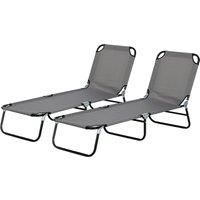 Outsunny Patio Sun Lounger with 5-Position Adjustable Backrest, Weather-Resistant Oxford Fabric, Grey