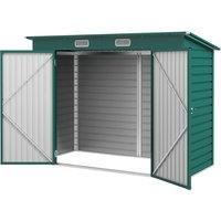 Outsunny 8 x 4FT Galvanised Garden Storage Shed, Metal Outdoor Shed with Double Doors and 2 Vents, Green