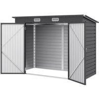 Outsunny 8 x 4FT Galvanised Garden Storage Shed, Metal Outdoor Shed with Double Doors and 2 Vents, Grey