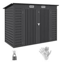 Outsunny 8 x 4FT Metal Garden Storage Shed with Double Doors and 2 Vents, Grey