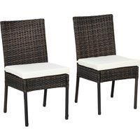 Outsunny Set of Two Armless Rattan Garden Chairs - Brown