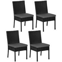 Outsunny 4 PCs Rattan Garden Chairs with Cushion, Wicker Dining Chairs, Black