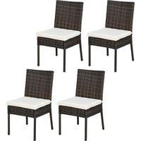 Outsunny Set of Four Armless Rattan Garden Chairs - Brown
