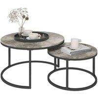 Homcom 2 Piece Stacking Coffee Table Cement-effect Top, none