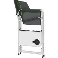 Outsunny Aluminium Directors Chair, Folding Camping Chair for Adults with Side Table, Cup Holder, Cooler Bag and Pocket, Green