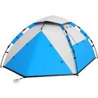 Outsunny 3-4 Man Camping Tent, Family Tent, 2000mm Waterproof, Portable with Bag, Quick Setup, Blue