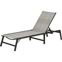 Outsunny Foldable Rattan Sun Lounger with 5-Level Adjust Backrest, Recliner Chair, Mixed Grey